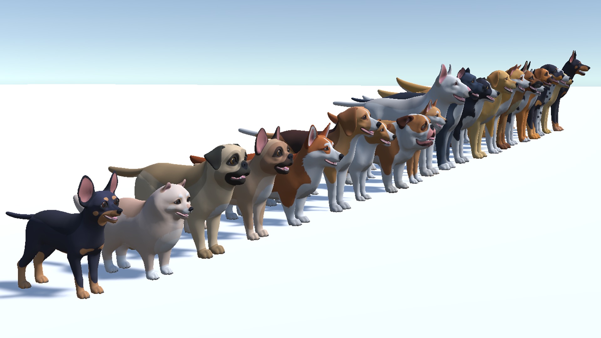 Cartoon Dogs Pack Low-poly 3D model_3