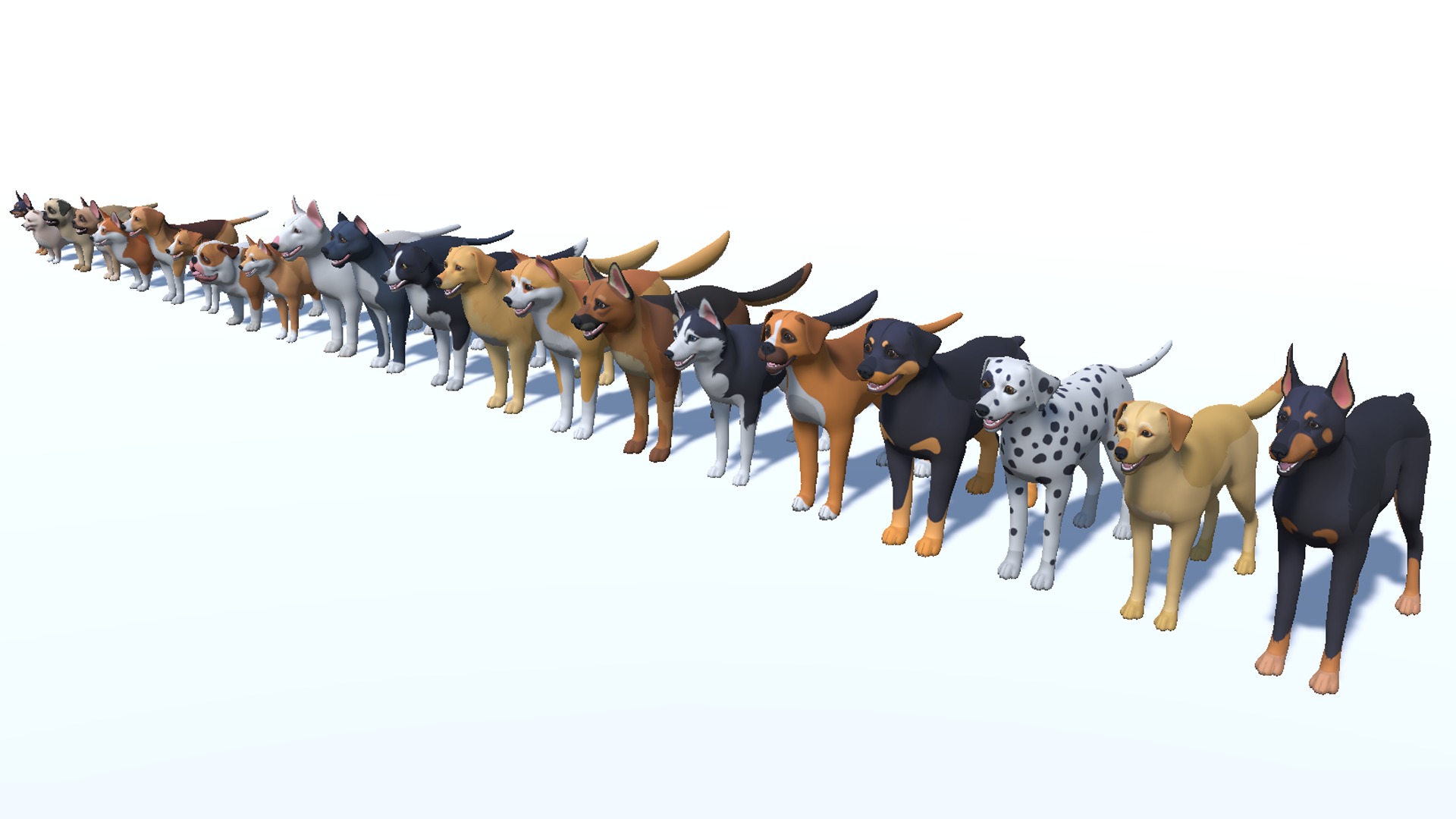 Cartoon Dogs Pack Low-poly 3D model_2