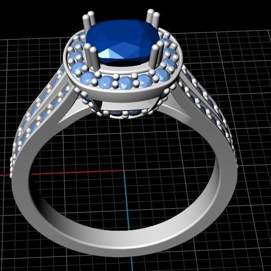 201 Ring with a large stone 3D print model_4
