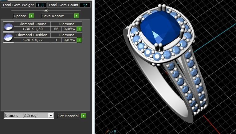 201 Ring with a large stone 3D print model_2
