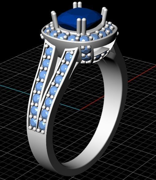201 Ring with a large stone 3D print model_5