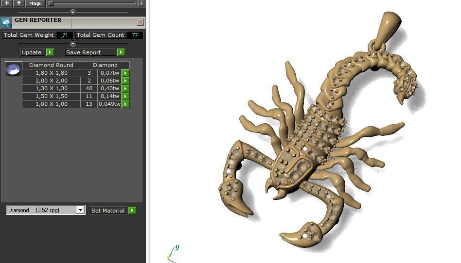 Bendant scorpion 171 3D print model_3