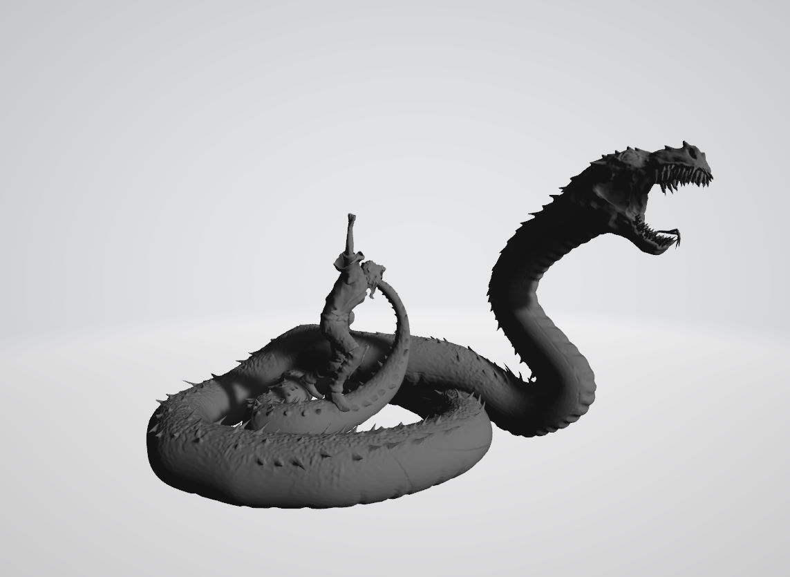 Salazar Slytherin summoning Basilisk 3D print model_11