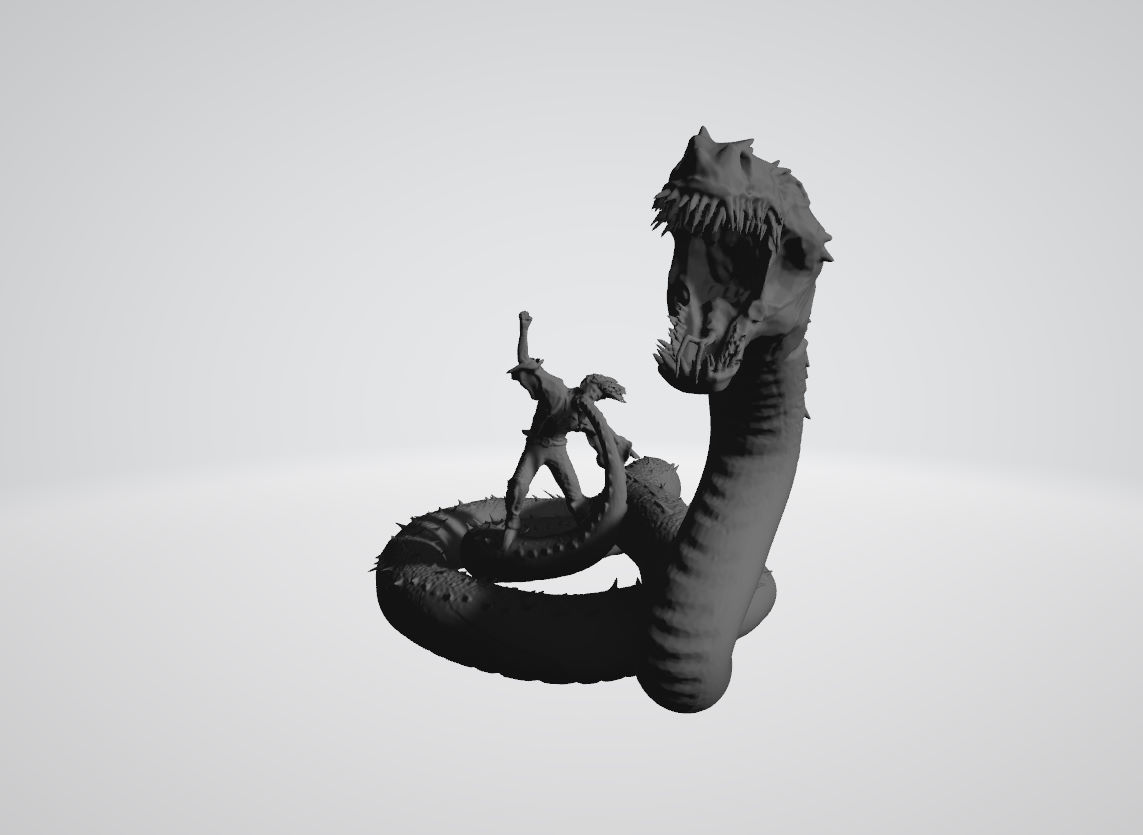 Salazar Slytherin summoning Basilisk 3D print model_3