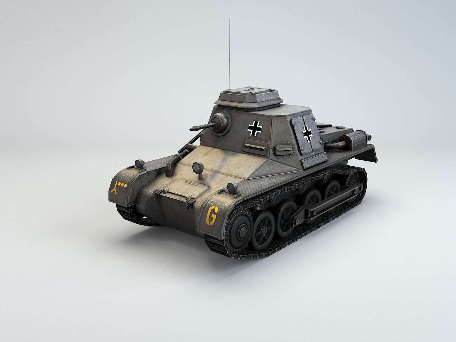 Low Poly  SdKfz 265 Panzerbefehlswagen I A Late Low-poly 3D model_3