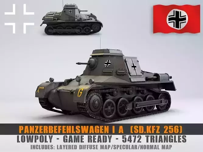 Low Poly  SdKfz 265 Panzerbefehlswagen I A Late Low-poly 3D model