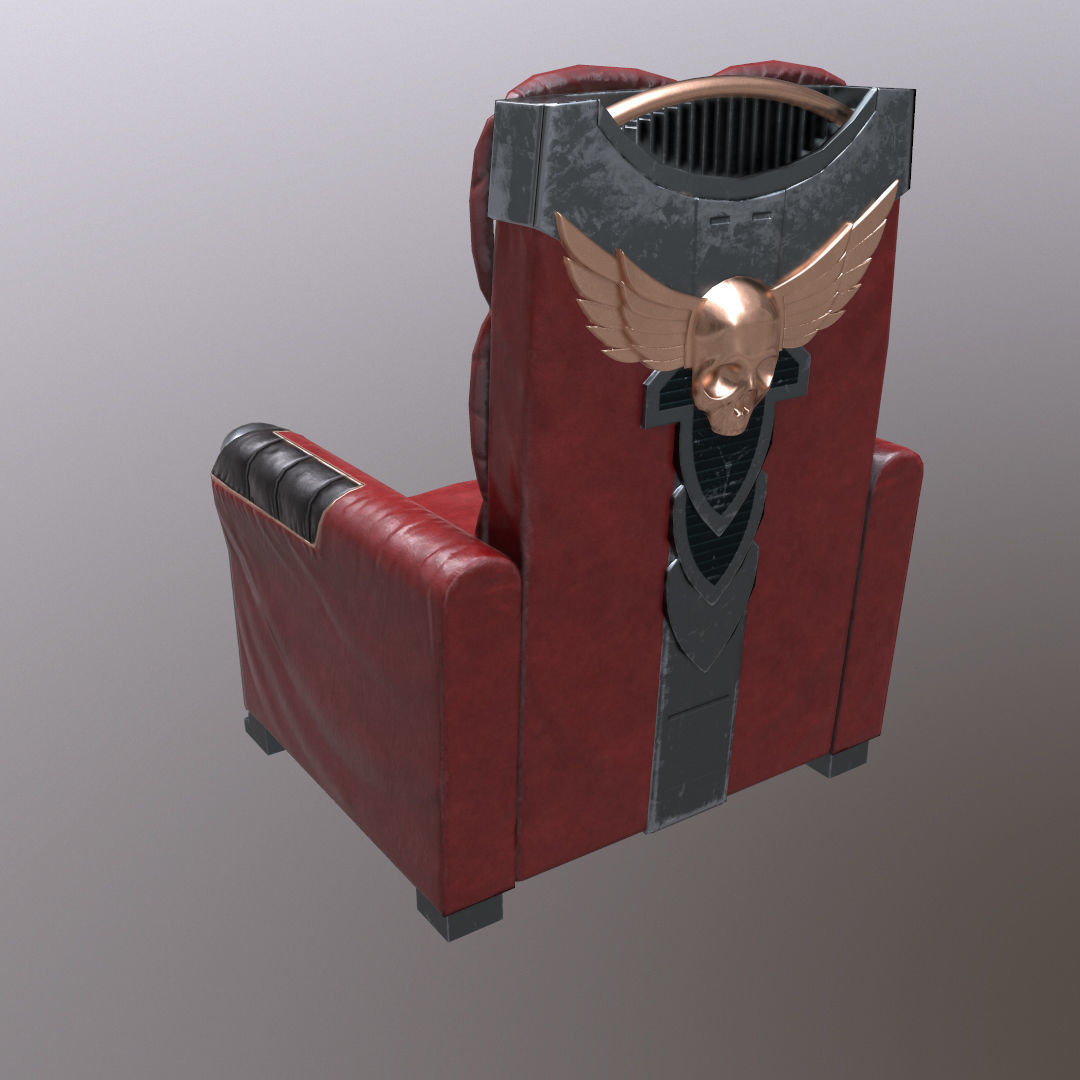 chair sofa stylised model Low-poly 3D model_4