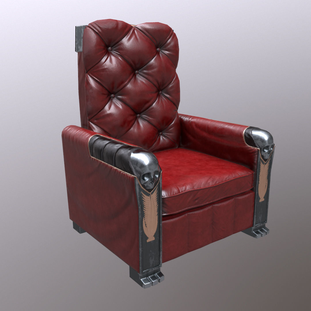 chair sofa stylised model Low-poly 3D model_2