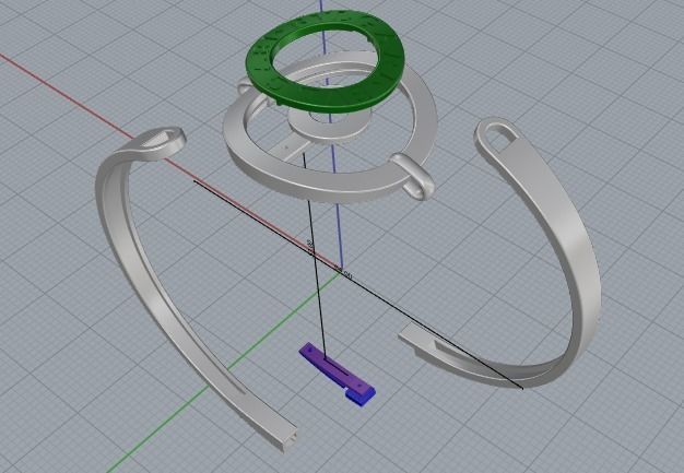 216Bracelet gold plated bracelet with enamel 3D print model_5