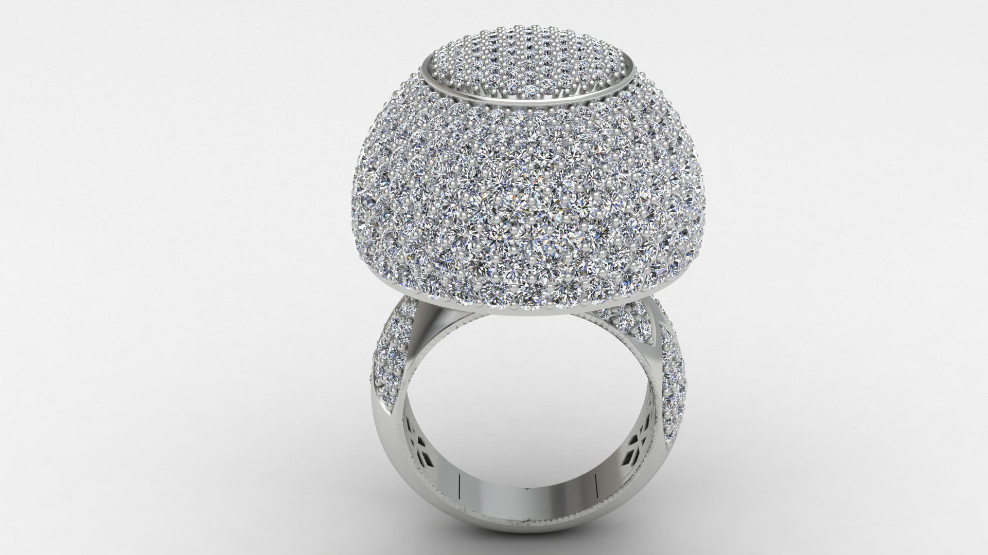 Dome Style Ornament Diamond Gold Ring 3D print model_8