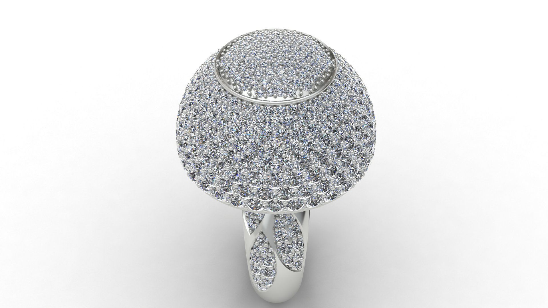 Dome Style Ornament Diamond Gold Ring 3D print model_9