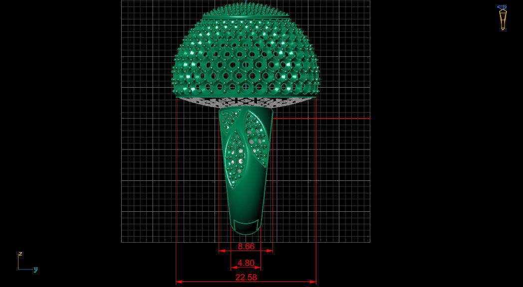 Dome Style Ornament Diamond Gold Ring 3D print model_18