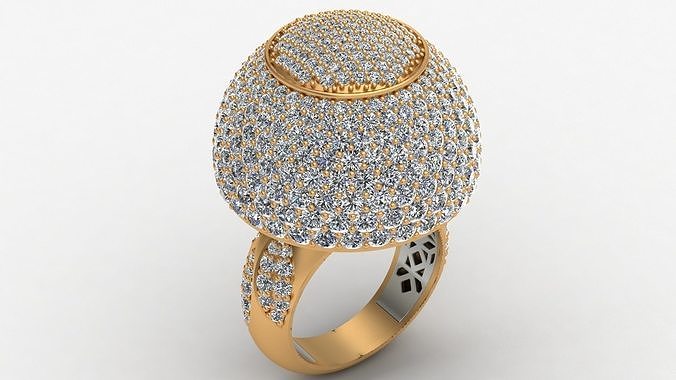 Dome Style Ornament Diamond Gold Ring 3D print model