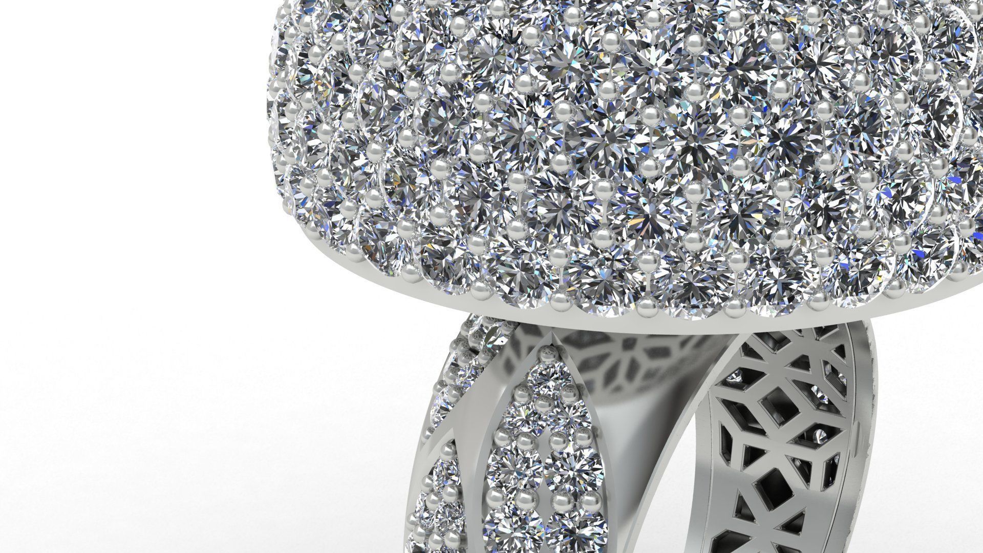 Dome Style Ornament Diamond Gold Ring 3D print model_10