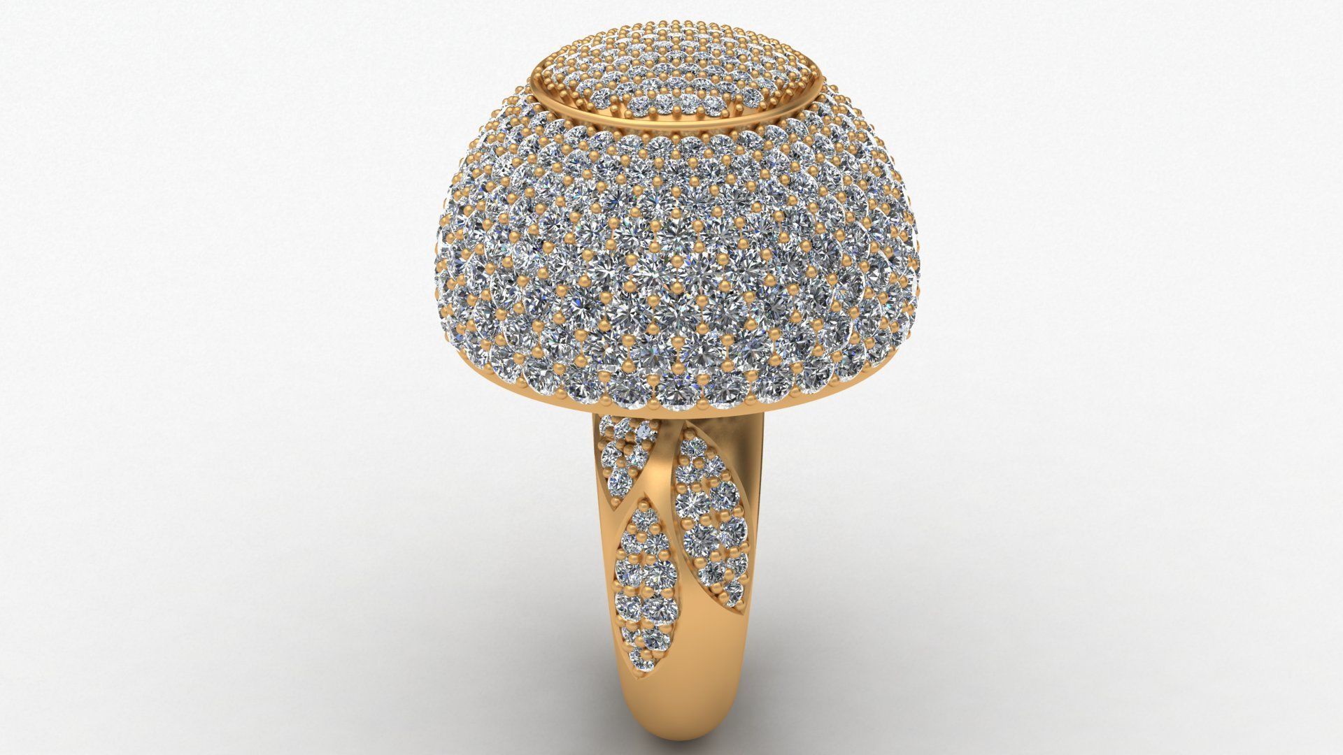 Dome Style Ornament Diamond Gold Ring 3D print model_4