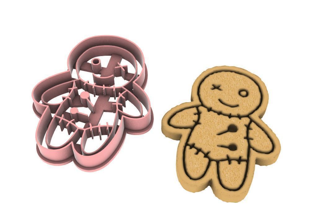 Voodoo Doll cookie cutter 3D print model_3
