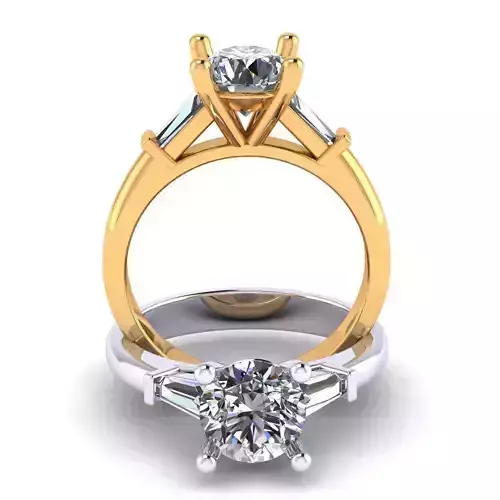 359 Ring with round stones and baguette