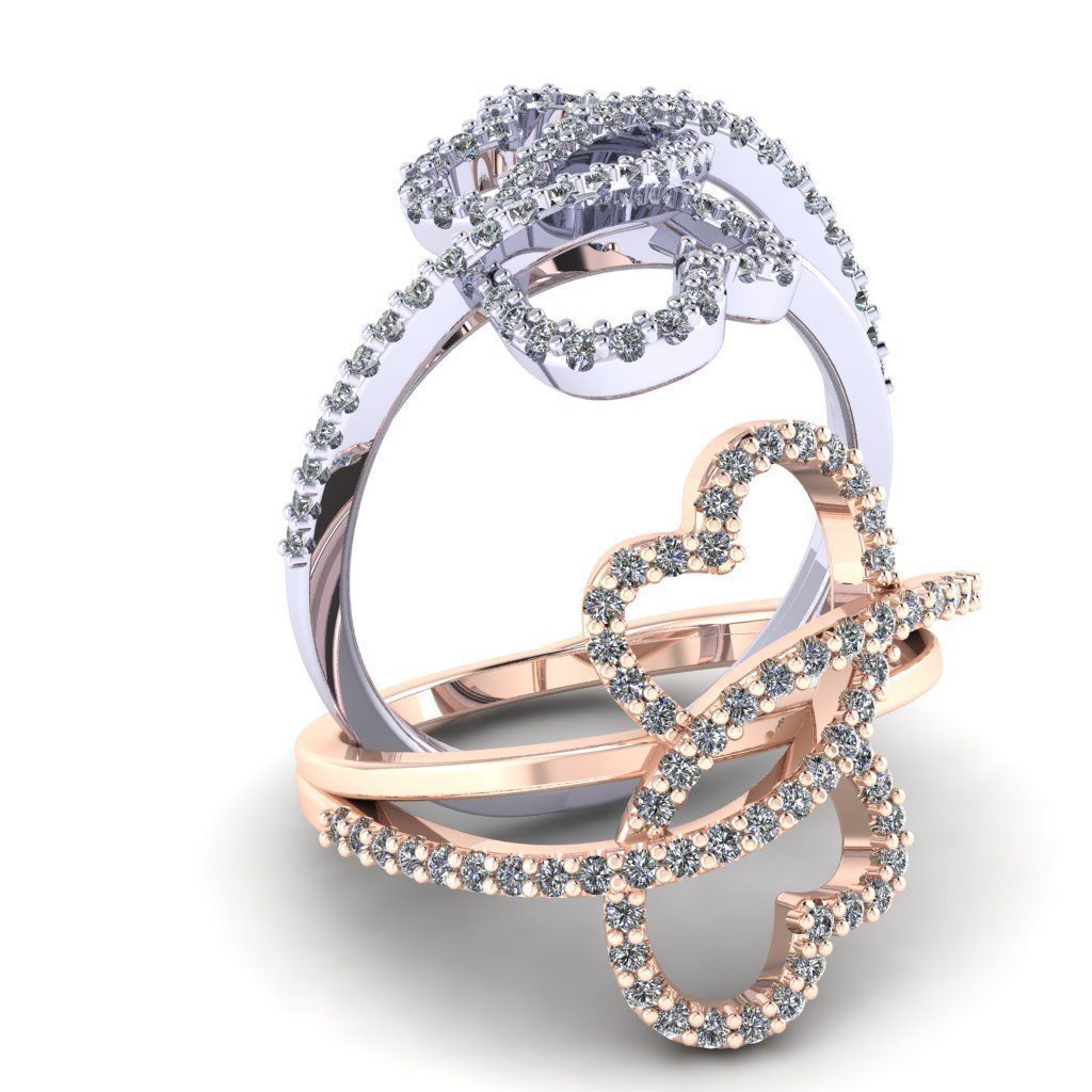 357 Ring two hearts 3D print model_5