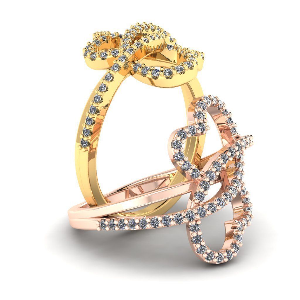 357 Ring two hearts 3D print model_6