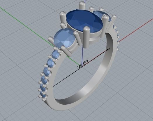 Ring round and oval stones 356 3D print model_3