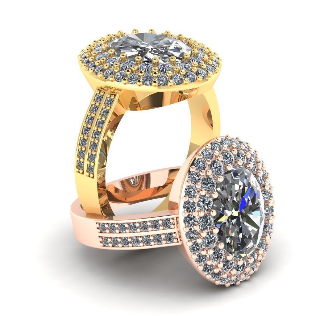 355 Ring oval stones and many small stones 3D print model_6