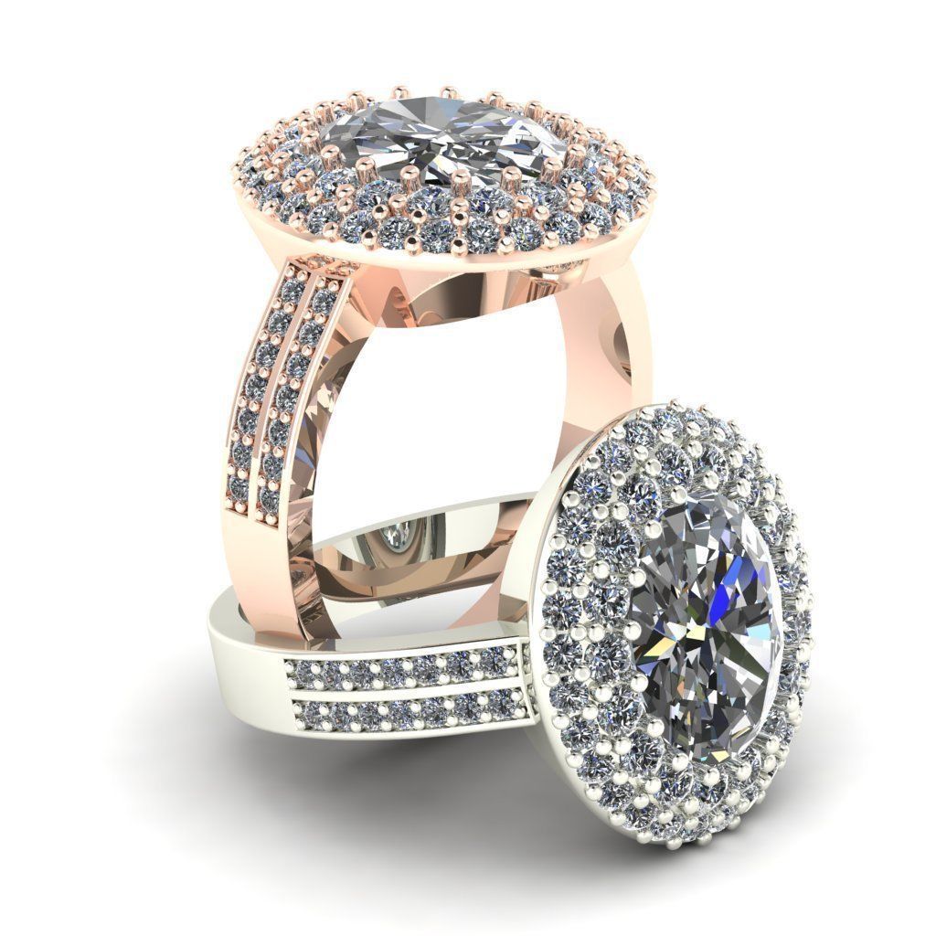 355 Ring oval stones and many small stones 3D print model_5