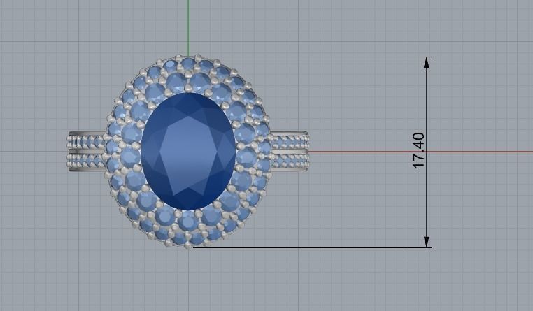 355 Ring oval stones and many small stones 3D print model_4