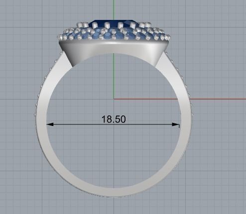 355 Ring oval stones and many small stones 3D print model_3
