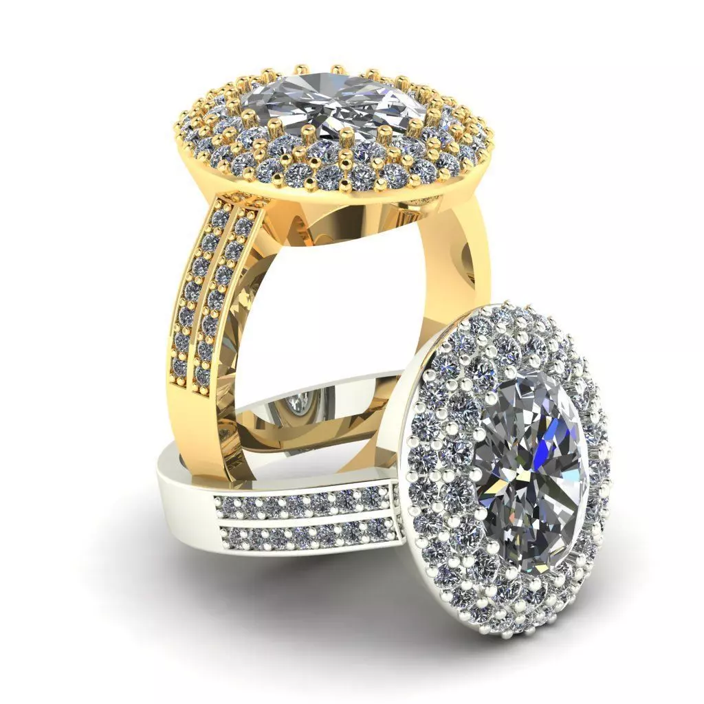 355 Ring oval stones and many small stones 3D print model_0