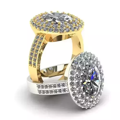 355 Ring oval stones and many small stones