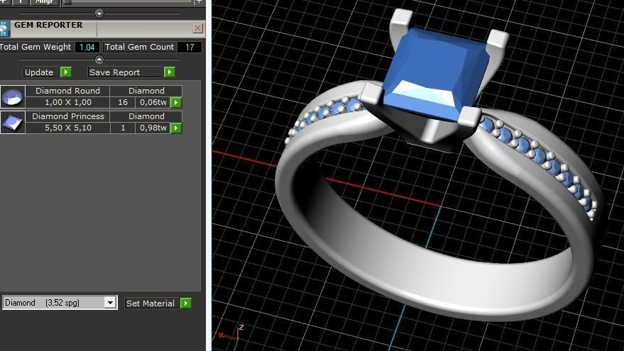 Ring of square stones 386 3D print model_1