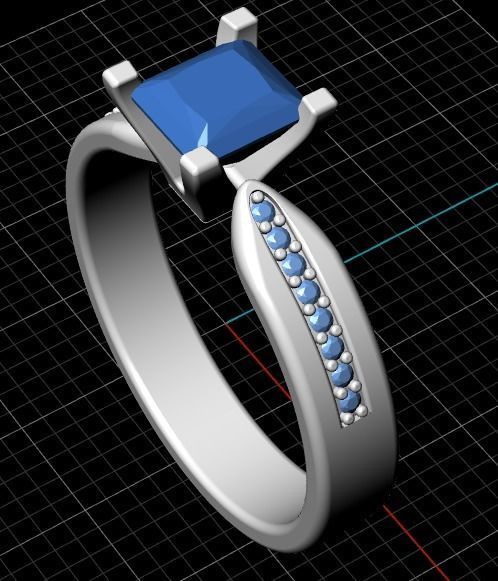 Ring of square stones 386 3D print model_4