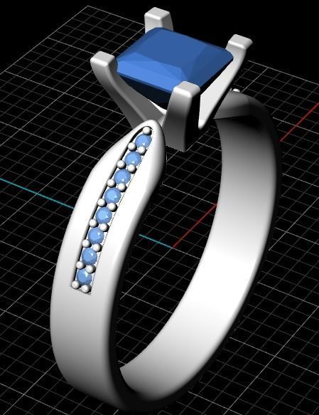 Ring of square stones 386 3D print model_2