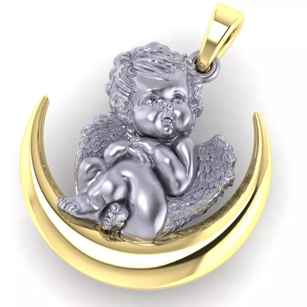 Angel in the moon pendant 365 3D print model