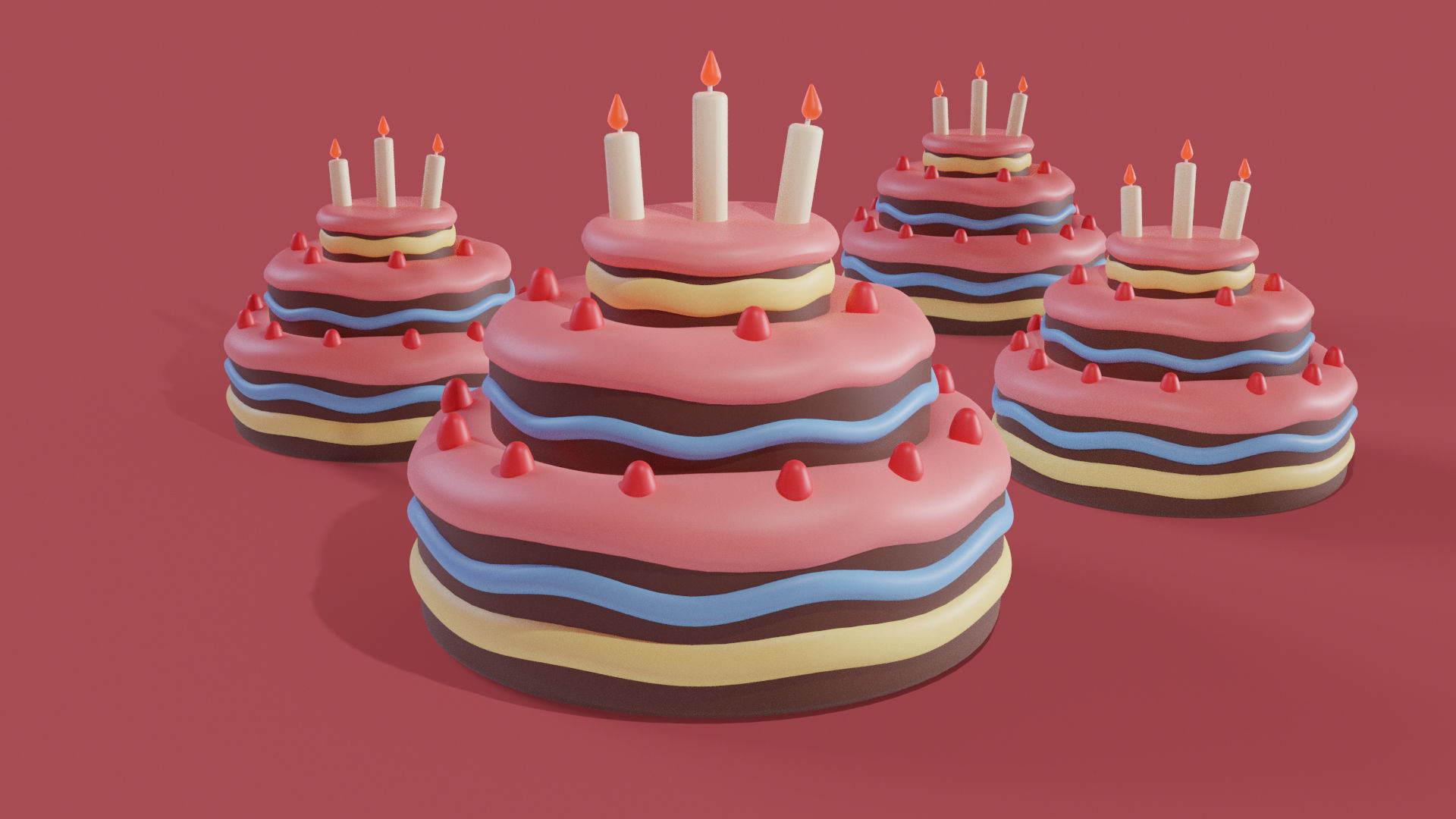 Cartoon Cake Low-poly 3D model_2