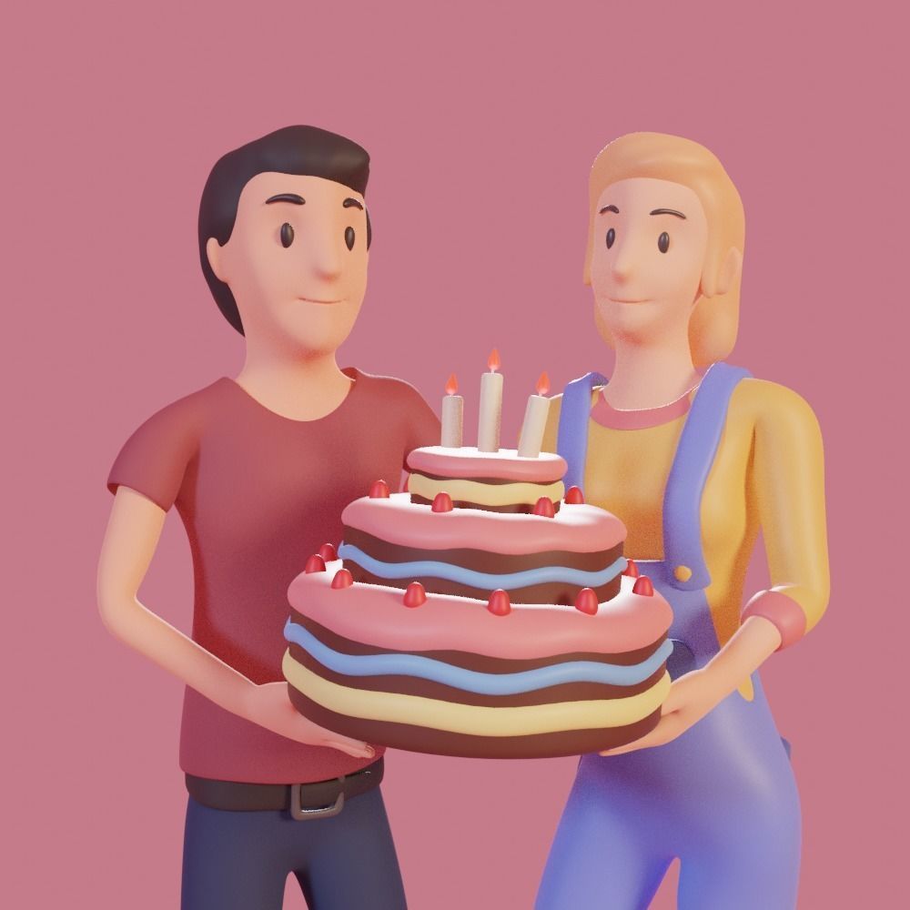 Cartoon Cake Low-poly 3D model_4