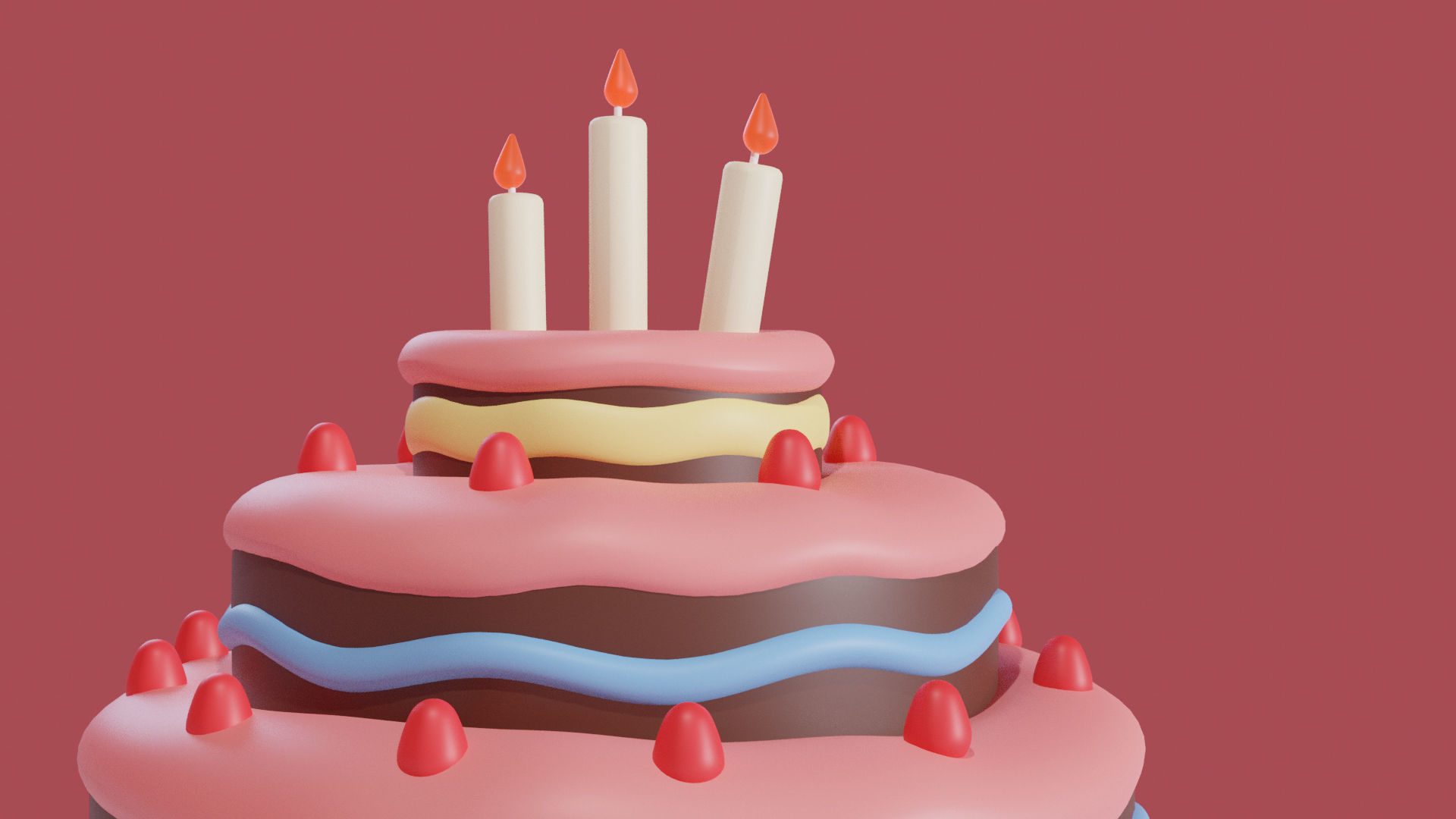 Cartoon Cake Low-poly 3D model_3