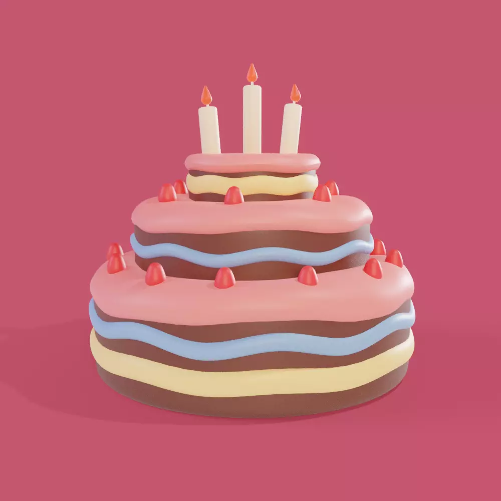 Cartoon Cake Low-poly 3D model_0