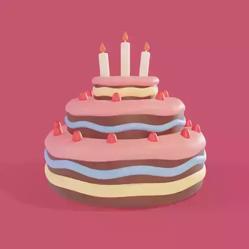 Cartoon Cake Low-poly 3D model