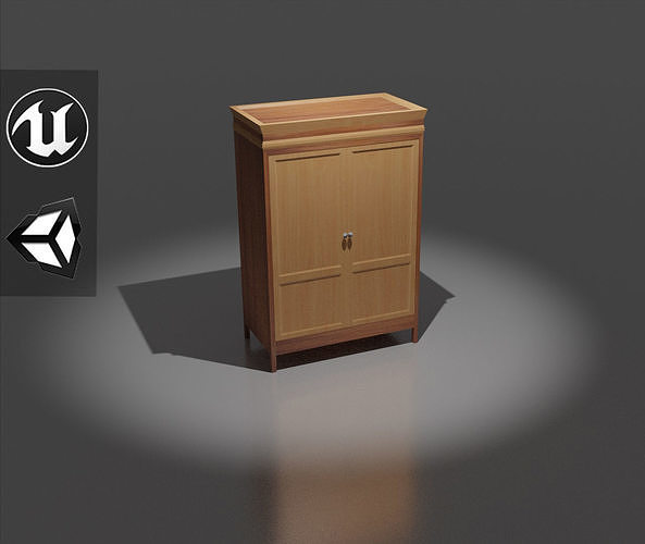 Wardrobe wooden cabinet Low-poly 3D model