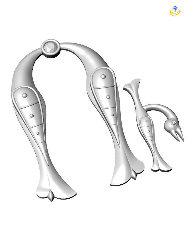 Bird-calligraphy pendants U 3D print model_3