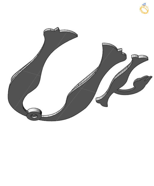 Bird-calligraphy pendants U 3D print model_2