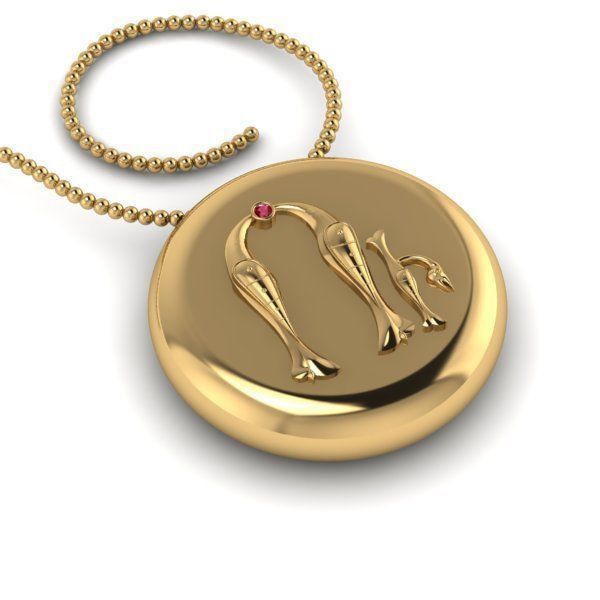 Bird-calligraphy pendants U 3D print model_29