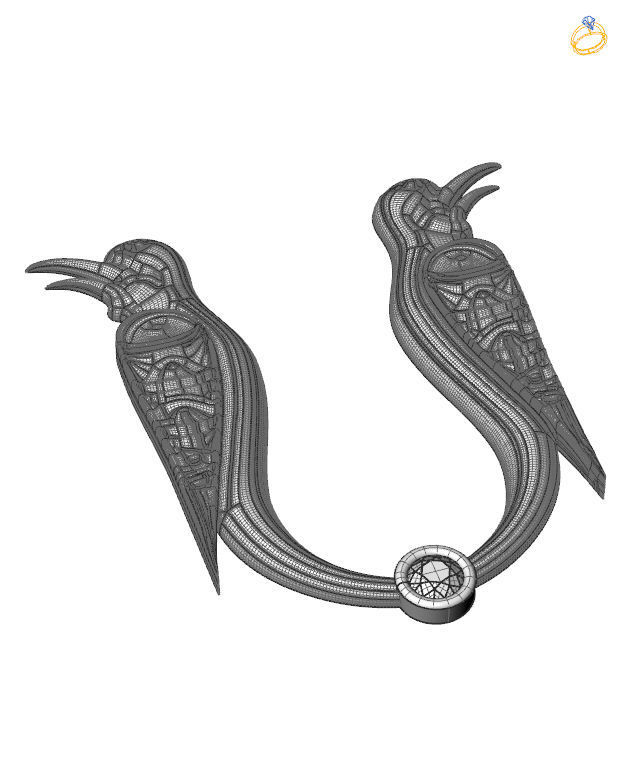 Bird-calligraphy pendants S 3D print model_1