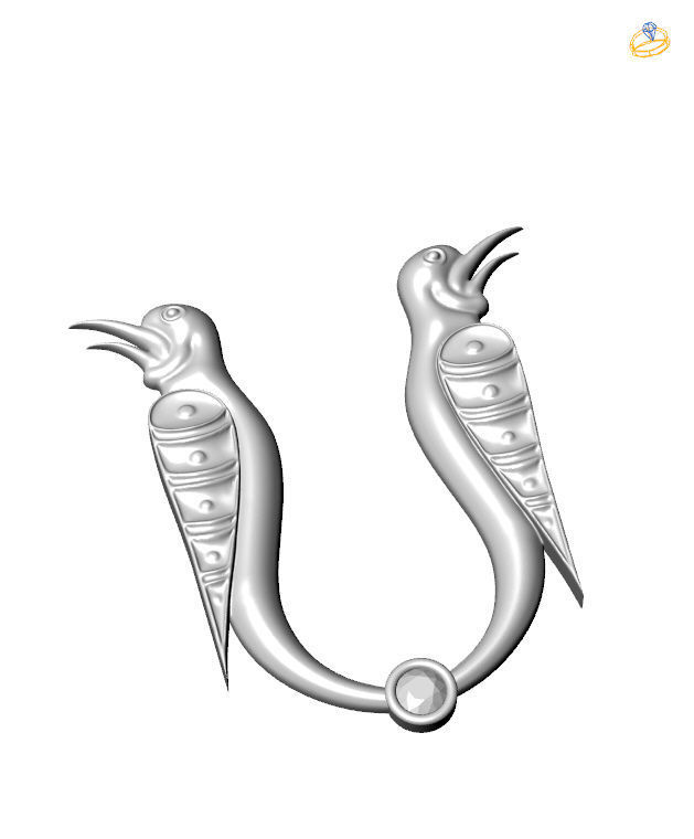 Bird-calligraphy pendants S 3D print model_3