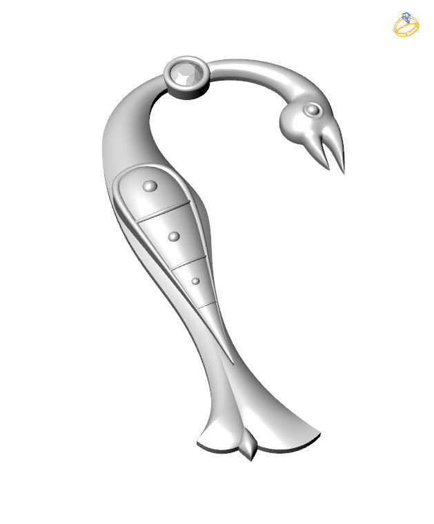 Bird-calligraphy pendants Rh 3D print model_3