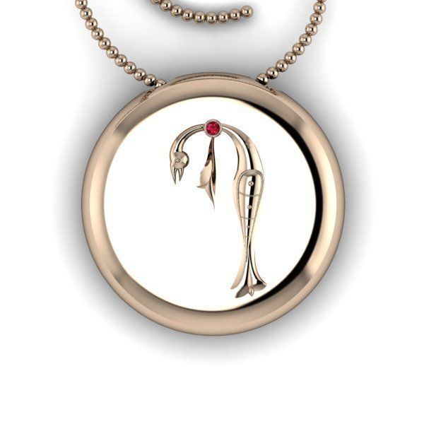 Bird-calligraphy pendants P 3D print model_10