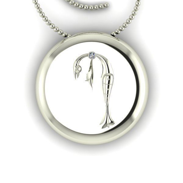 Bird-calligraphy pendants P 3D print model_12