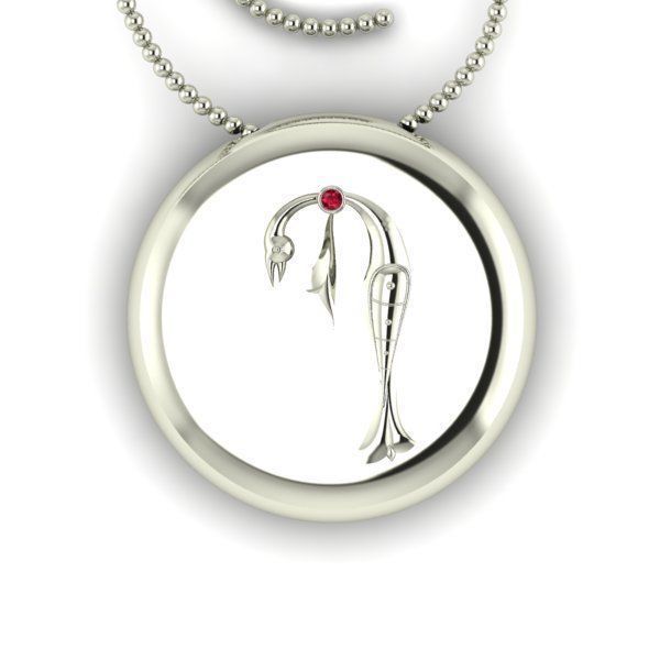 Bird-calligraphy pendants P 3D print model_14