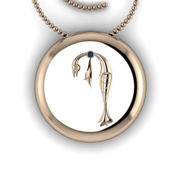 Bird-calligraphy pendants P 3D print model_7